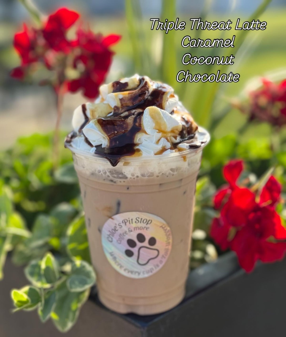 Triple Threat Latte — caramel, coconut, and chocolate